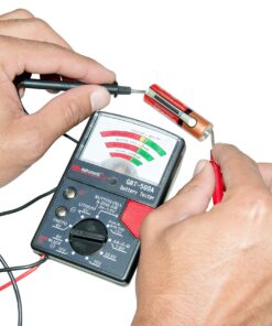 Gardner Bender GBT-500A Analog 1.5 V Button Cell/22.5 Photo/AA/AAA/12 V/9 V/Lantern Cells & More, Leads Battery Tester,14 Battery Range, Black 14 Battery Range 9 918Os8aPPL