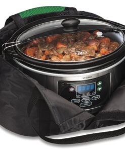 Hamilton Beach Portable Slow Cooker Travel Bag, Insulated Carrier Case for 4, 5, 6, 7 & 8 Quart Crock, Internal Mesh Net Holds Pot in Place, Compatible with Other Brands, Black (33002) 32 918VutssT0L