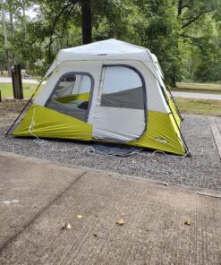 CORE 6 Person Instant Cabin Tent | Portable Large Pop Up Tent with Easy 60 Second Camp Setup for Family Camping | Included Hanging Organizer for Outdoor Camping Accessories Light Gray/Green 34 918WCs e7L