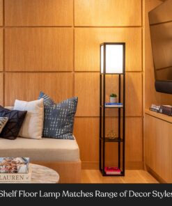 Brightech Maxwell - Modern Shelf Floor Lamp with Shade and LED Bulb Corner Display Lamps Shelves for Living Room, Bedroom Office Black Classic Black 24 918Y4SD2aXL