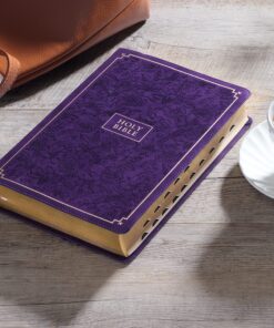 KJV Holy Bible, Giant Print Full-size Faux Leather Red Letter Edition - Thumb Index & Ribbon Marker, King James Version, Purple Floral Leather Bound 25 918cRMWaevL