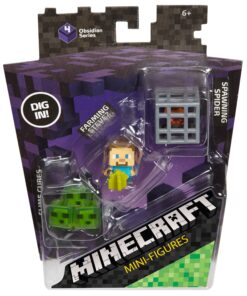 Minecraft Mini Figure 3-Pack, Farming Steve, Spawning Spider & Slime Cubes 14 918fBRtQ dL