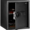 Amazon Basics Steel Home Security Safe with Programmable Electronic Keypad Lock, Secure Documents, Jewelry, Valuables, 1.52 Cubic Feet, Black, 13.8"W x 13"D x 16.5"H 29 918myoR45eL