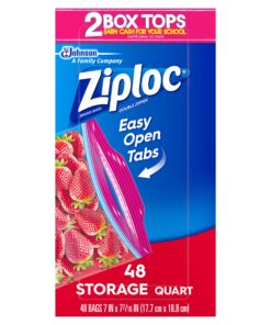 Ziploc Storage Bags with New Grip 'n Seal Technology, For Food, Sandwich, Organization and More, Smart Zipper Plus Seal, Quart, 3 pack, 150 count 13 918p CTqioL