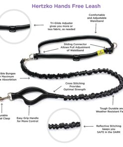 Hands Free Dog Leash by Hertzko – Great Running Leash for m=Medium to Large Dogs - Strong, Durable and Weather Resistant Nylon Bungee Leash (36 inches Bungee) Standard- 36 inch Bungee 12 918uWc RQL