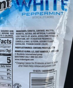 Trident White Sugar Free Gum, Peppermint, 180 Count (Packaging May Vary) 50 9192iy2zleL