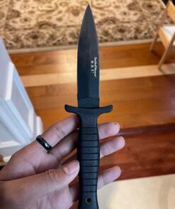 Smith & Wesson SWHRT9B 9in High Carbon S.S. Fixed Blade Knife with 4.7in Dual Edge Blade and TPE Handle for Outdoor, Tactical, Survival and EDC Standard Packaging 68 919FcXFczhL