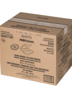 DART 85HT3R Med Perforated 3 Comp Foam Hinged Container, 8.5 Inches (Case of 200), original version,White 23 919JPA7xxL