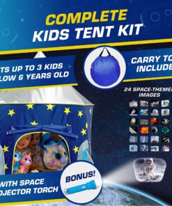 Alternative view of USA Toyz Rocket Ship Pop Up Kids Tent - Spaceship Rocket Indoor Playhouse Tent for Boys and Girls with Included Space Projector Toy and Kids Tent Storage Carry Bag Rocketship Tent