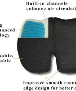 TravelMate Extra-Large Gel-Memory Foam Seat Cushion – Perfect for Office Chair and Wheelchair – Does Not Slip Even on Marble Floors – Washable & Breathable Cover – Relieves Back Pain – 19.5”x17”x2.5” 11 919ROw7882L