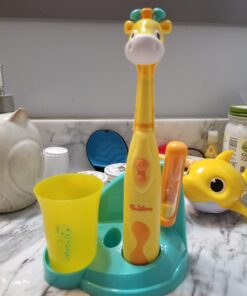 Brusheez® Kids’ Electric Toothbrush Set - Safe & Effective for Ages 3+ - Parent Tested & Approved with Gentle Bristles, 2 Brush Heads, Rinse Cup, 2-Minute Timer, & Storage Base (Jovie The Giraffe) Jovie the Giraffe 35 919X0KpNUL