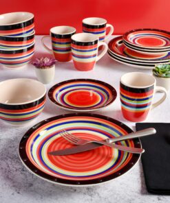 Gibson Home Casa Stella Dinnerware Set, Red, 16-piece 28 919jNBjoaLL