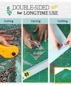 Crafty World 18 x 24 Cutting Mat for Sewing, Self Healing Double Sided Quilting Crafts Mat - Fabric Cutting Mat - Non Slip surface - Rotary Cutting Board A2-18x24 Green 23 919lGLWciL