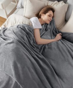 Bedsure Fleece Bed Blankets Queen Size Grey - Soft Lightweight Plush Fuzzy Cozy Luxury Blanket Microfiber, 90x90 inches Queen (90" x 90") 20 919ok5ZrsEL