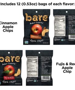 Bare Baked Crunchy Apple Chips, Variety Pack, Gluten Free, 0.53 Ounce Bag, 24 Count 0.53 Ounce (Pack of 24) 7 919sq7na6iL