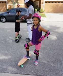 JBM Adult & Kids Knee Pads Elbow Pads Wrist Guards 3 in 1 Protective Gear Set for Skateboarding, Skating, Inline Skating, Roller Skating, Scooter, Biking and Multi-Sports Pink Small (3-11 years) 26 91A cXvoWL