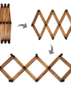 MyGift 10 Hook Burnt Wood Wall Mounted Expandable Accordion Peg Coat Rack Hanger for Entryway, Mudroom or Garage 1 Rack 23 91A2RFyVL