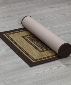 Ottomanson Machine Washable Bordered Design Non-Slip Rubberback 2x5 Traditional Runner Rug for Hallway, Kitchen, Bedroom, Entryway, 20" x 59", Brown Border Dark Brown Runner - 20" x 59" 17 91A4 621XL