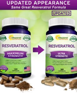 aSquared Nutrition 100% Natural Resveratrol - 1000mg Per Serving Max Strength (180 Capsules) Antioxidant Supplement, Trans-Resveratrol Pills for Heart Health & Pure, Trans Resveratrol & Polyphenols 20 91A9IbikfuL