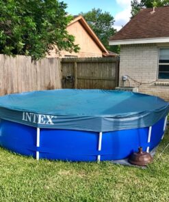 INTEX 28031E Pool Cover: For 12ft Round Metal Frame Pools – Includes Rope Tie – Drain Holes – 10in Overhang – Snug Fit 12-Foot 26 91AJWhFEQ0L 1