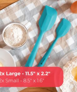 StarPack Home Basics Silicone Spatula Set (2 Small, 2 Large) - Rubber Spatulas Silicone Heat Resistant to 480°F - Hygenic One Piece Design, Non Stick Kitchen Spatula Set (Teal Blue) Basics (Heat Resistant 480°F) Teal Blue 14 91AM4rAQ7nL