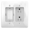 Bryant Electric RR1512W 2-Gang Recessed TV Connection Outlet Plate with 15 Amp 125V Tamper-Resistant Duplex Receptacle with One Pass-Thru Opening, White 1-Pass-Thru Opening