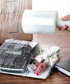Sam Wrap (R) Stretch Wrap 5" x 1000' Roll with Handle, 80 Gauge Extra Thick Durable Self-Adhering Plastic Wrap for Moving, Packing Wrap Industrial Strength, Clear Plastic Pallet Shrink (2 Pack) 2 Pack 26 91AZpdgTnfL