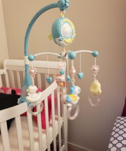 Baby Musical Crib Mobile with Timing Function Projector Lights,Stand-Along Rattles and 150 Melodies Music Box with Remote Control for Newborn 0-24 Months Blue 44 91AaOyaH aL