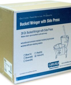 Carlisle FoodService Products Mop Bucket with Side-Press Wringer for Floor Cleaning, Restaurants, Offices, And Janitorial Use, Polyproylene, 26 Quarts, Yellow 30 91Apfh nZiL