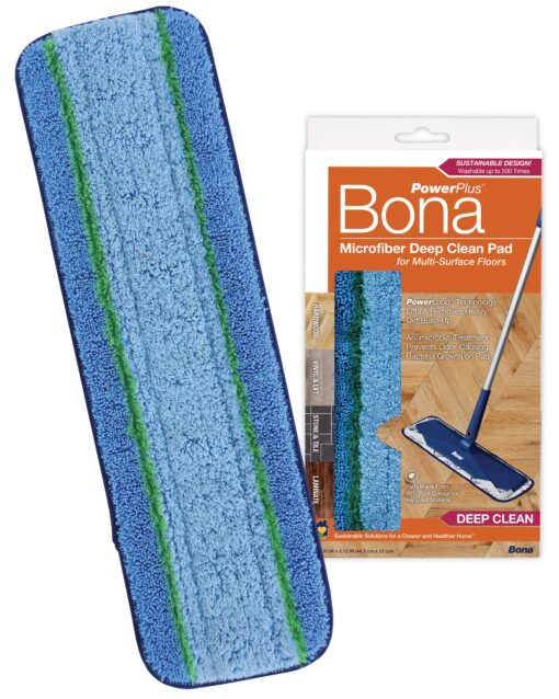 Bona PowerPlus Microfiber Deep Clean Pad for Multi-Surface Floors - For Use With Bona Mops - Washable - Dual-Zone Cleaning for Faster Cleanup on Wood, Stone, Tile, Laminate, and Vinyl Floors 1 Deep Cleaning