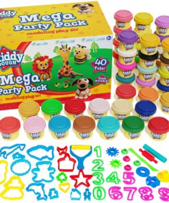 Alternative view of KIDDY DOUGH 40 Pack of Birthday Party Favors Bulk Dough & Clay Pack - Includes Molded Animal Shaped Lids + 40 Shapes & Numbers Dough Tools - Holiday Edition - (1oz Tubs - 40oz Total), Multi Color