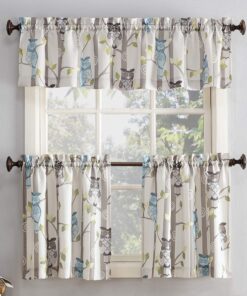 No. 918 Hoot Owl Print Semi-Sheer Rod Pocket Kitchen Curtain Valance, 56" x 14", Mocha Mocha Brown 56 in x 14 in 27 91AuYZeTddL