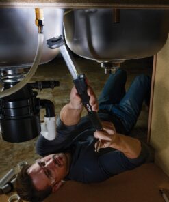 RIDGID 46753 Adjustable 10" to 17" Telescoping LED Lit Basin Pipe Wrench for Faucet Install and Repair in 1/2" to 1-1/4" Pipes, Black 14 91B IMlQgL