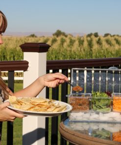 Oaklyn Large Clear Condiment Server Organizer on Ice with Containers and Lid – BPA-Free Serving Bar Compartments and Plastic Box Tray – Chilled Caddy Dispenser Set - Holds 80 oz Total 24 91B5ODzdhuL