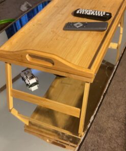 Greenco Bed Tray Table with Foldable Legs, Breakfast Tray with Handles, Eating, Working, Laptop or Snacking - Breakfast Trays for Bed - 100% Natural Bamboo for Strength and Beauty - 20" L x 12" W 1 Pack 25 91B6IAyL6hL