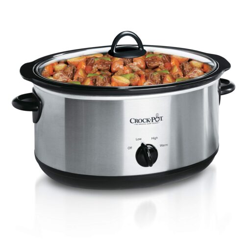 Crock-Pot 7 Quart Oval Manual Slow Cooker, Stainless Steel (SCV700-S-BR) 7 Qt