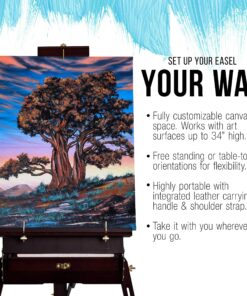 U.S. Art Supply Coronado Black Cherry Easel, Large Adjustable Wooden French Style Field and Studio Sketchbox Tripod Easel with Drawer, Artist Wood Palette, Premium Beechwood, Painting, Sketching Stand 23 91BMNjSntaL