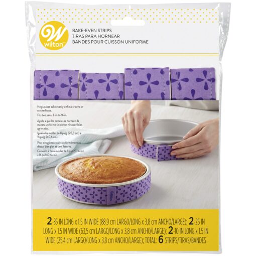 Wilton Bake-Even Cake Pan Strips - Use Cake Strips on Baking Pans for Evenly Baked Cakes, 6-Piece Set, (2) 35 x 1.5-Inch, (2) 25 x 1.5-Inch and (2) 10 x 1.5-Inch 6-Pc.