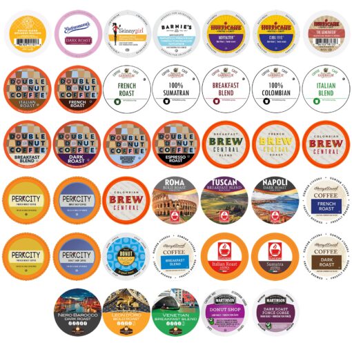 Crazy Cups Single Serve & K Cups Variety Pack, Including Dark Roast & Medium Roast Pods, Pods Variety Pack for Keurig K Cups Machines, (Pack of 40) Unflavored Coffee Variety