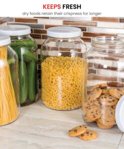 Paksh Novelty 1-Gallon Glass Jar Wide Mouth with Airtight Metal Lid - USDA Approved BPA-Free Dishwasher Safe Large Mason Jar for Fermenting, Kombucha, Kefir, Storing and Canning Uses, Clear (1 Jar) Metal Lid, 1 Pack 24 91BdOenxqOL