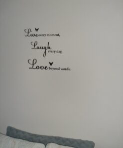 Blinggo Vinyl Decal Live Every Moment, Laugh Every Day, Love Beyond Words Wall Quote Black 15'' X 22'' 24 91Be6w1GbcL