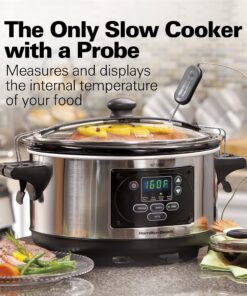 Alternative view of Hamilton Beach Portable 6 Quart Set & Forget Digital Programmable Slow Cooker Lock, Dishwasher Safe Crock & Lid, Temperature Probe, Stainless Steel