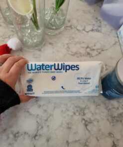 WaterWipes Plastic-Free Original Baby Wipes, 99.9% Water Based Wipes, Unscented & Hypoallergenic for Sensitive Skin, 60 Count (Pack of 12), Packaging May Vary 60 Count (Pack of 12) 30 91BqhS ViAL
