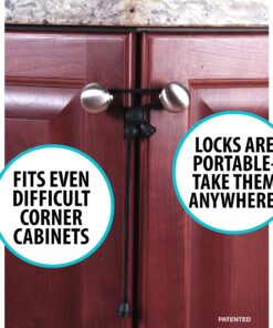 Kiscords Baby Safety Cabinet Locks for Knobs Child Safety Cabinet Latches for Home Safety Strap for Baby Proofing Cabinets Kitchen Door RV No Drill No Screw No Adhesive (Black) 24 91BqkpmJqdL