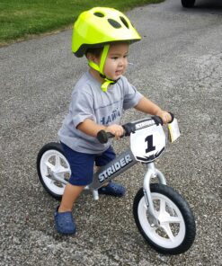 Strider 12” Pro Bike - No Pedal Balance Bicycle for Kids 18 Months to 5 Years - Includes Safety Pad, Padded Seat, Mini Grips, Flat-Free Tires & Number Plate - Tool Free Silver 23 91Br6Wc2S2L