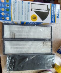 Veva HEPA Filter B Replacement, Compatible with Germ Guardian FLT4825 HEPA, AC4900CA, AC4825, AC4850PT, AC4820, Pack of 2 HEPA Filter / 8 Carbon Pre-Filters for GermGuardian Filter B 40 91BtZWEpQNL