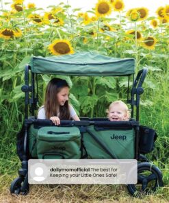 Jeep Deluxe Wrangler Stroller Wagon with Cooler Bag and Parent Organizer by Delta Children, Black/Green 34 91BtdFt3vL