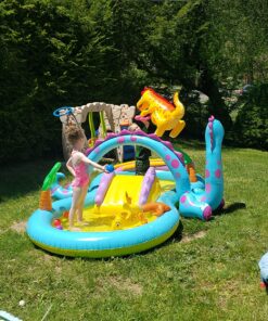 Intex Dinoland Inflatable Dinosaur Swimming Pool Kiddie Play Center with Water Slide, Dino Arch Water Sprayer, and Games for Ages 2 and Up, Multicolor 1 47 91Bu274u0uL