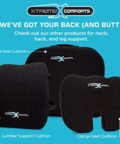 Xtreme Comforts Seat Cushion, Office Chair Cushions - Pack of 1 Padded Foam Cushion w/Handle for Desk, Wheelchair & Car Use - Back Support Pillow for Chair - Travel Bag Included Coccyx Coccyx Black 29 91Bv7R6XrSL