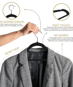 Utopia Home Premium Velvet Hangers 50 Pack - Non-Slip Clothes Hangers - Black Hangers - Suit Hangers with 360 Degree Rotatable Hook - Heavy Duty Coat Hangers 25 91ByFCKrM L